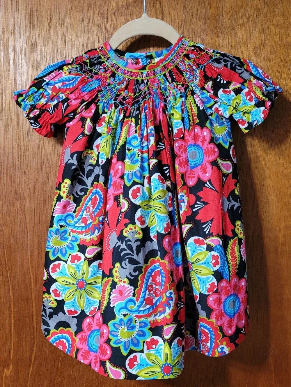 Childs' Floral Smocked Dress Size 18 Months Cotton (1027)